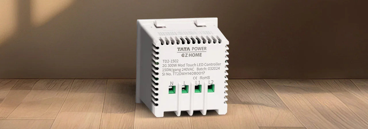 Tata Power EZ Home Wi-Fi Smart Premium Modular Touch LED Light Dimming Controller, 2 Channel Back View