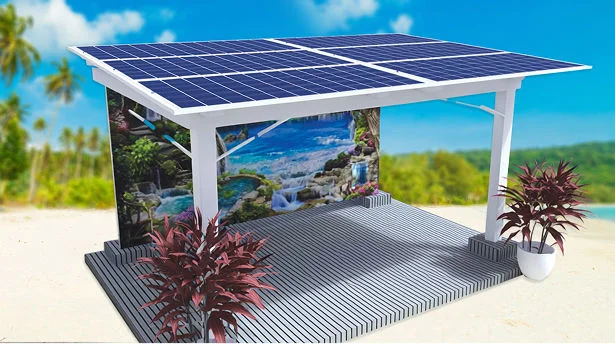 Wallscape Charm solar space with red Cordyline plants