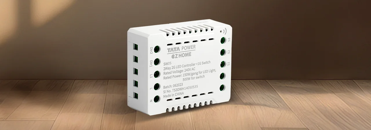 Tata Power EZ Home Wi-Fi Smart 2 Channel 2 Way LED Light Dimmer Convertor, Retrofittable