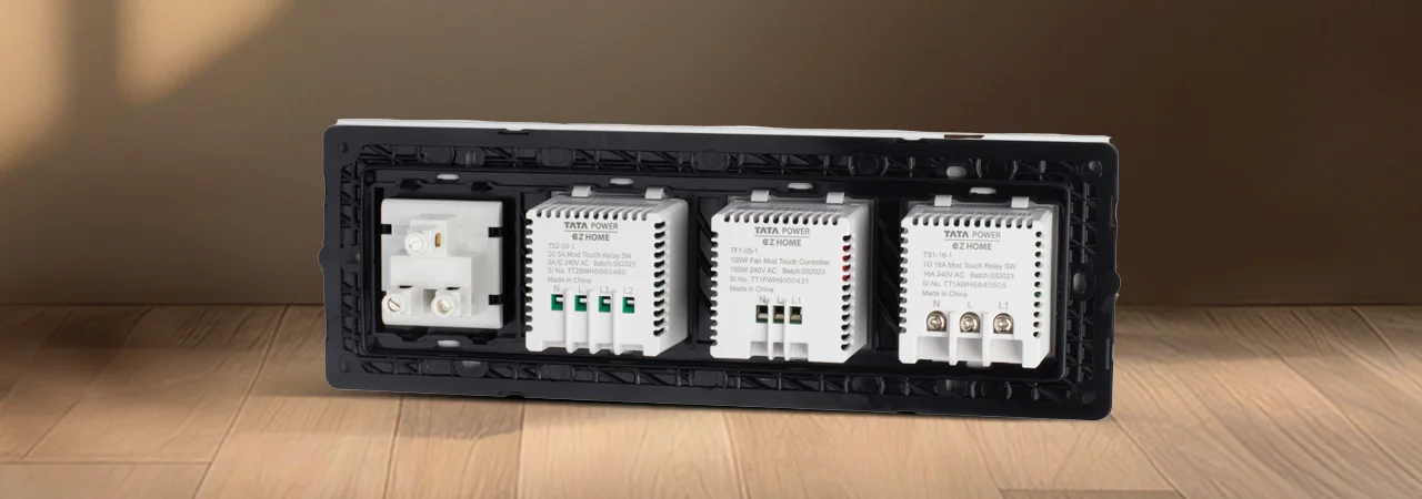Tata Power EZ Home Wi-Fi Smart Elixir Glass Touch Panel Switch Back View