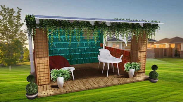 Library Books Cafe solar structure with cosy seating