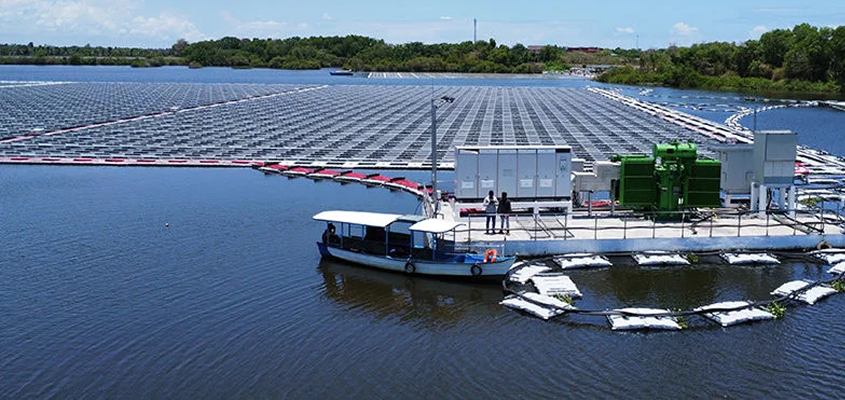  Floating solar panels generating clean energy