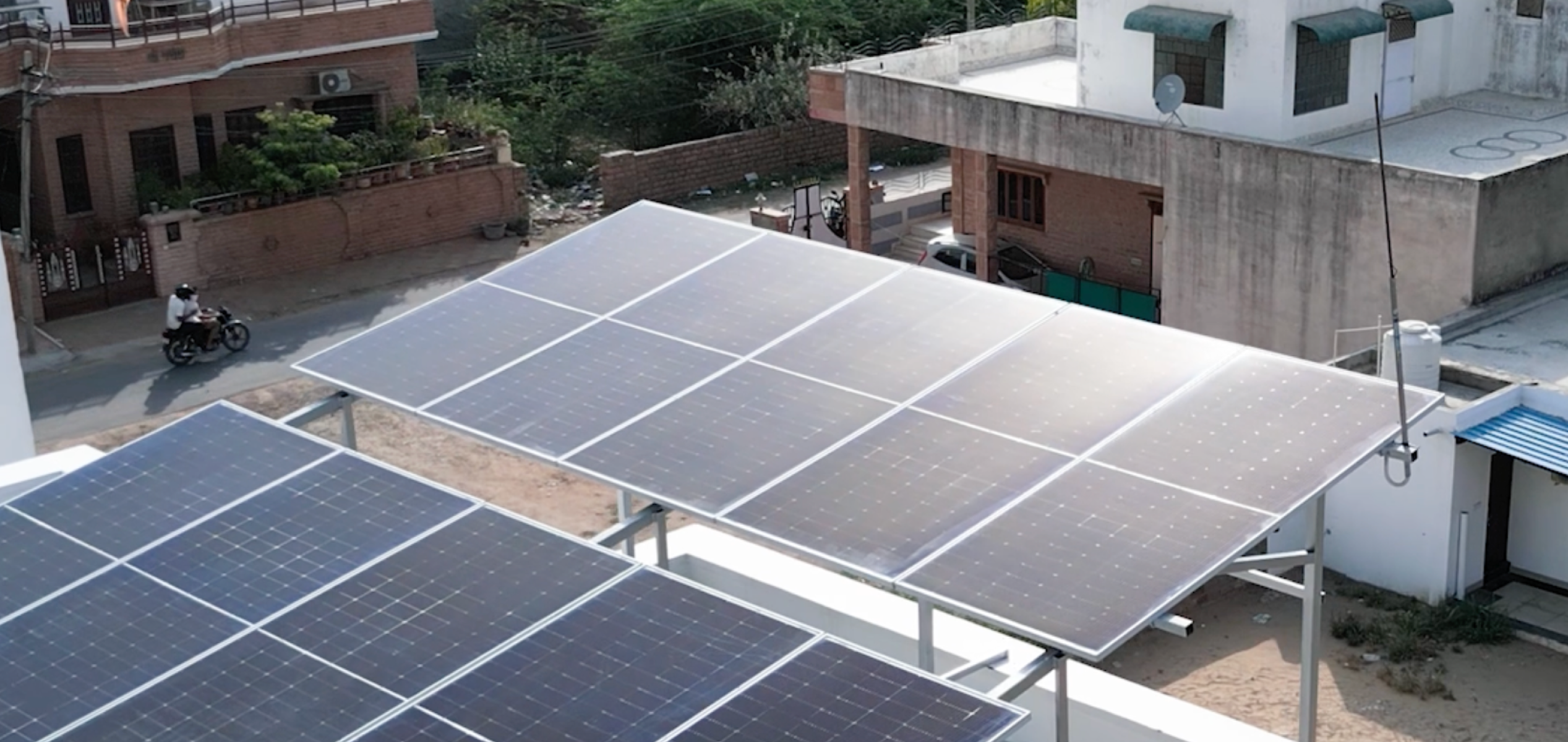 Rooftop solar panel installation