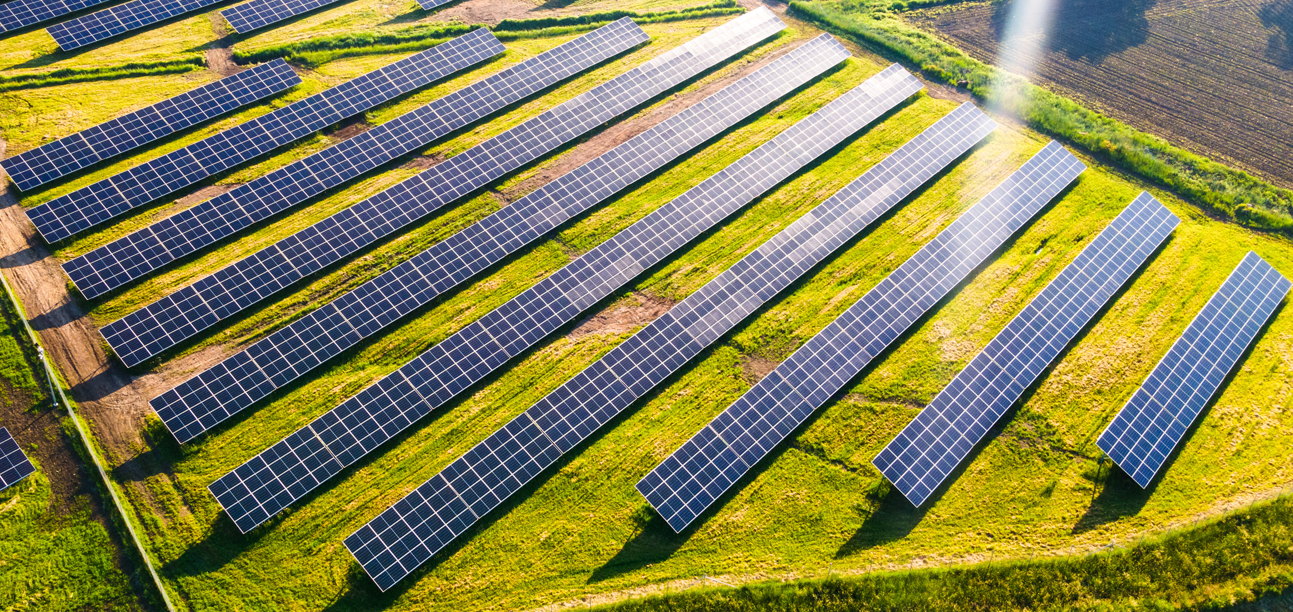 Large solar power plant producing clean energy