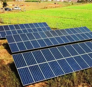 Rooftop solar panel system under sunlight
