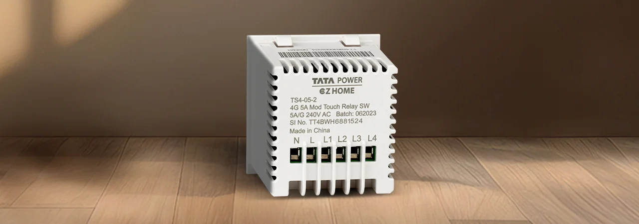 Tata Power EZ Home Wi-Fi Smart Premium Touch Switch 5A, 4 Channel Back Landscape View
