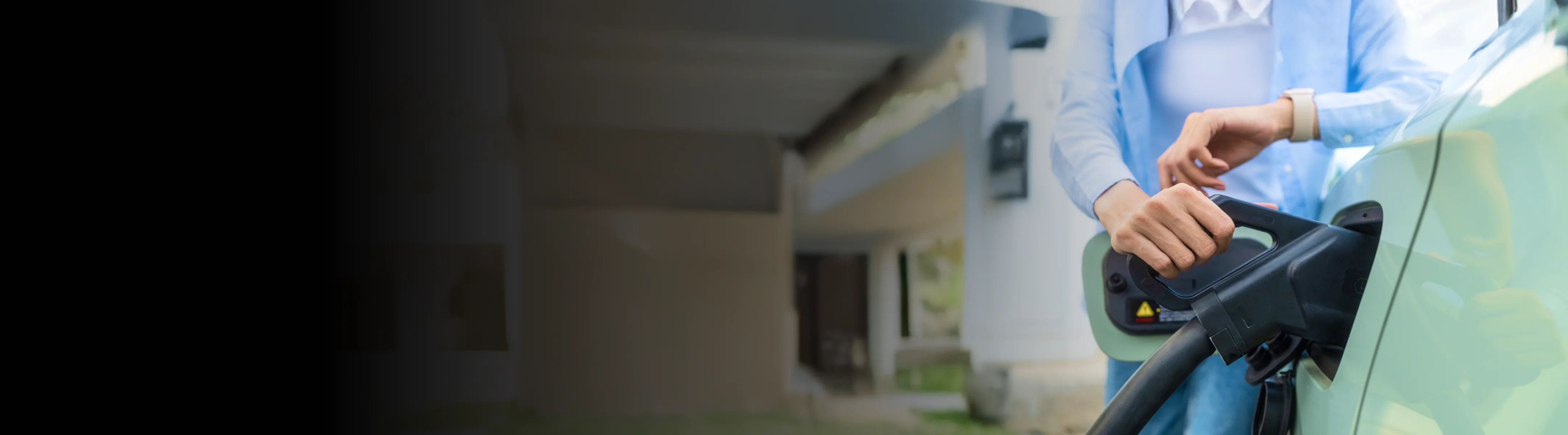 EV plugged into charger during charging session