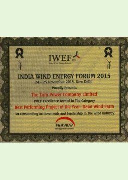 Best Performing Wind Farm Project 2015 - Dalot, Rajasthan at India Wind Energy Forum