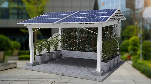 Lattice Greens solar space with concrete blocks and plants