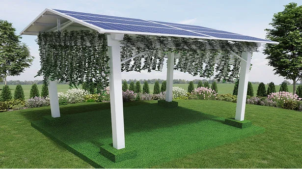 Hanging Charm rooftop solar space with green decor