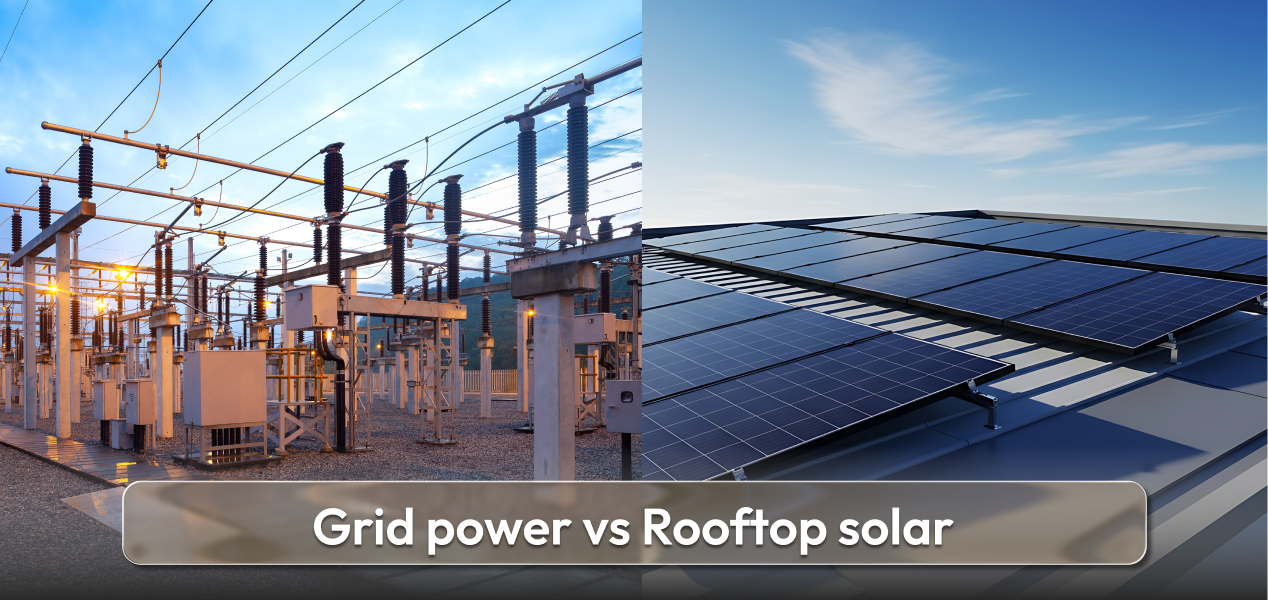 Grid power vs. rooftop solar panel system  