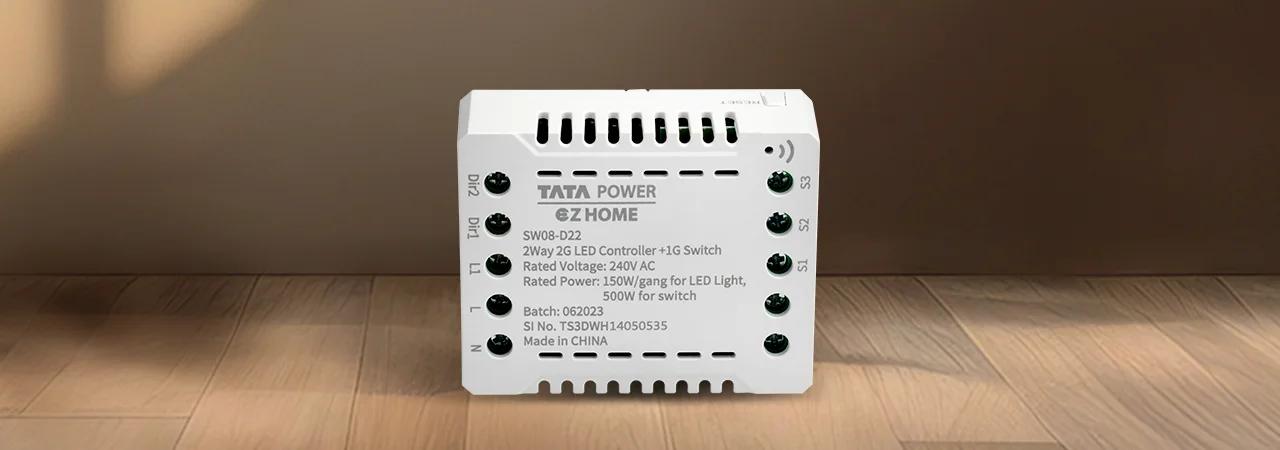 Tata Power EZ Home Wi-Fi Smart 2 Way 2 Channel LED Light Dimmer 1 Channel Switch Convertor, Retrofittable Landscape View