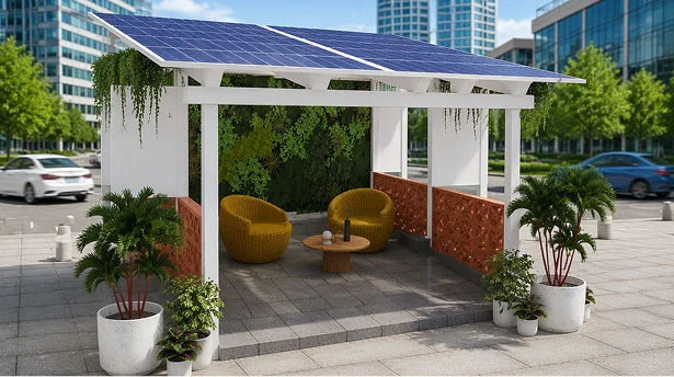 Tropical Garden solar space with natural vertical garden