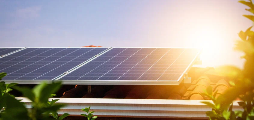 Solar panels on a residential rooftop