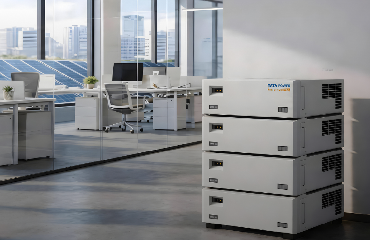Tata Power MySine Prime Plus stacked battery storage units
