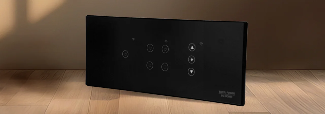 Tata Power EZ Home Wi-Fi Smart Elite Touch Panel Switches Landscape Closeup View