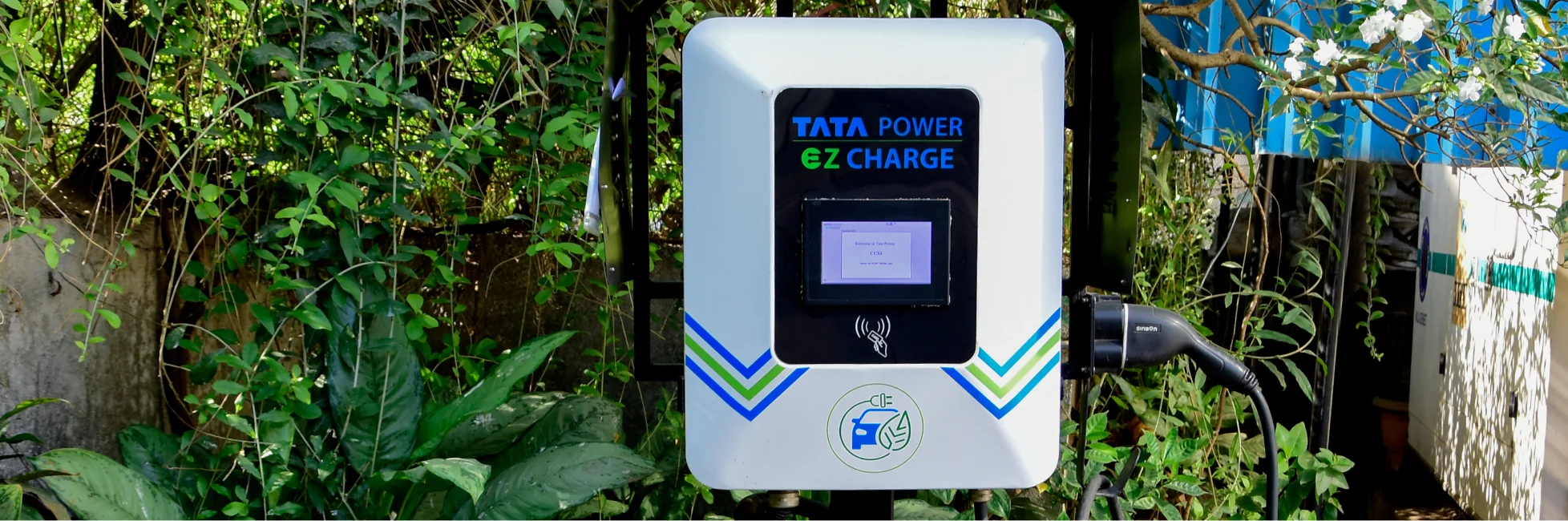 Electric vehicle charging at Tata Power EZ CHARGE station