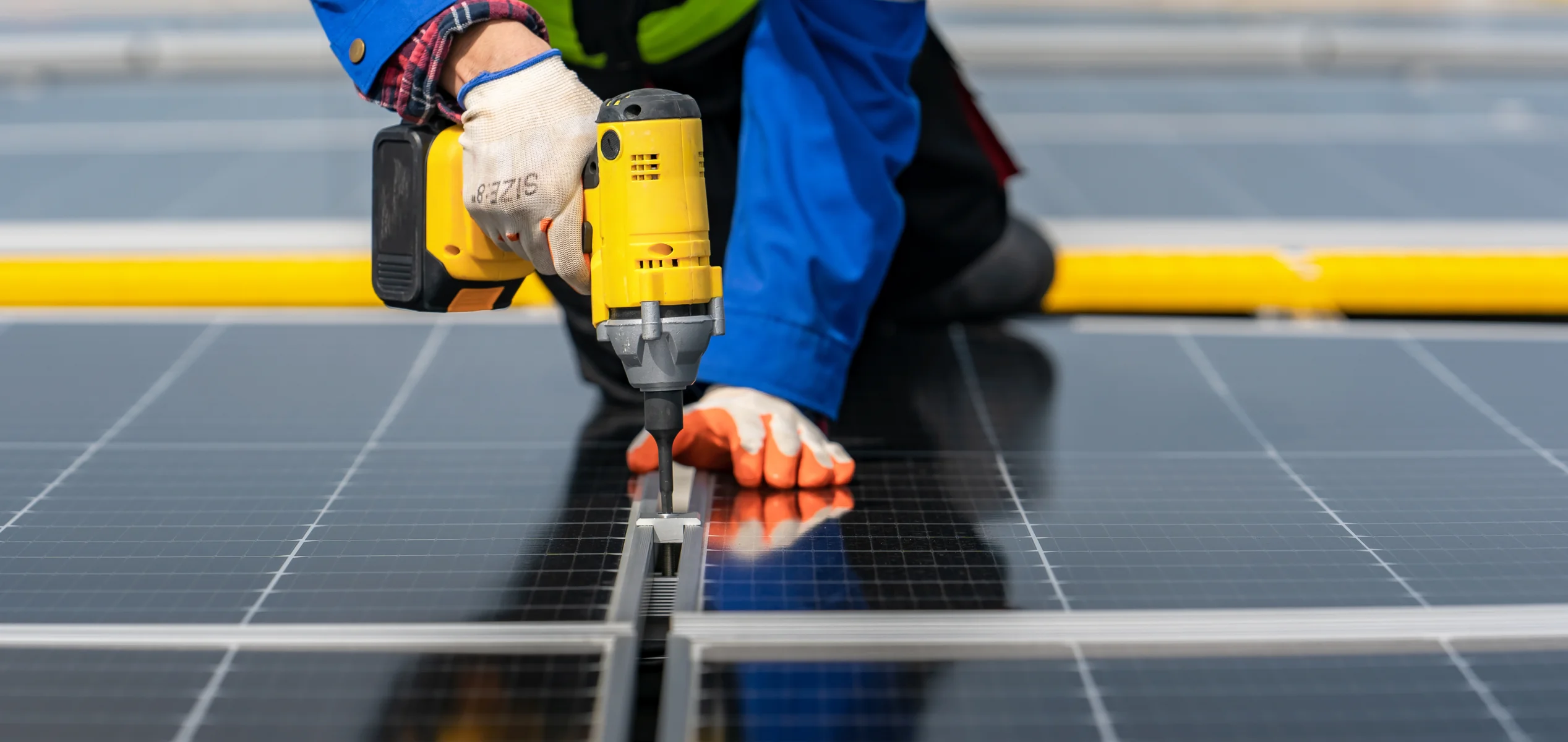 Solar installation and maintenance activities at work