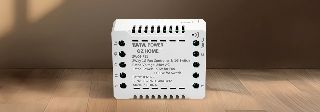 Tata Power EZ Home Wi-Fi Smart 2 Way 1 Channel Fan Speed Controller 1 Channel Switch Convertor, Retroffitable