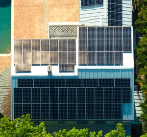 Solar panel absorbing sunlight to generate electricity