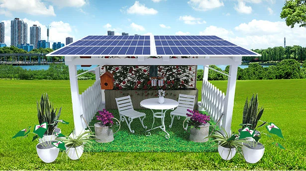 Cottage Garden rooftop solar design with lattice jali