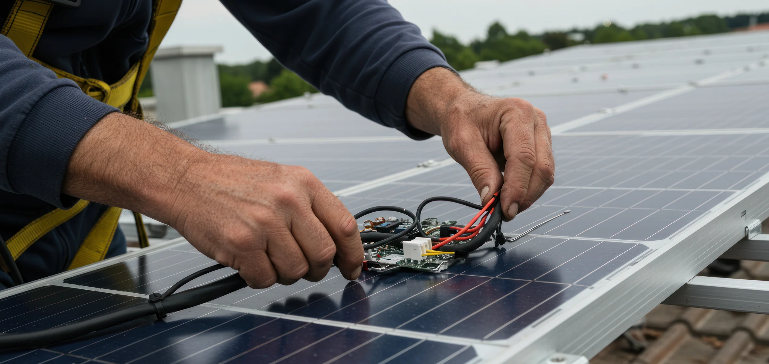 Rooftop photovoltaic system wiring and solar installation
