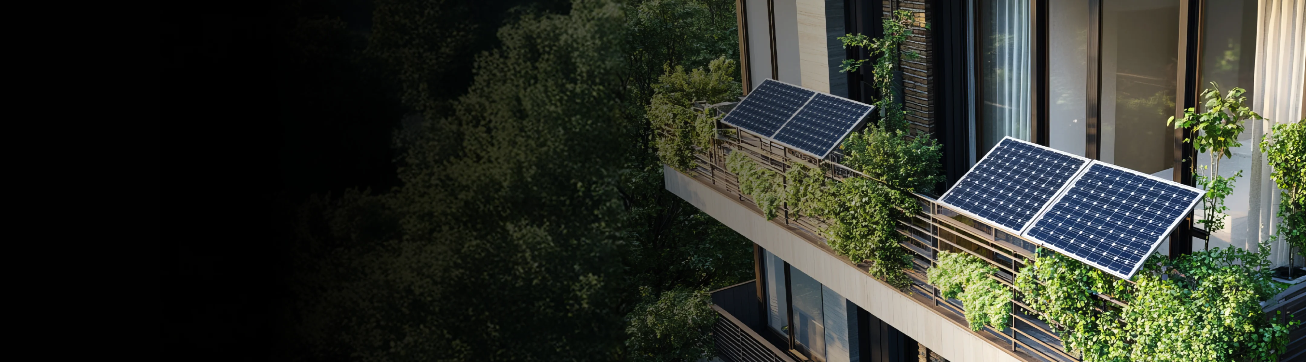 Solar panels installed on an apartment balcony
