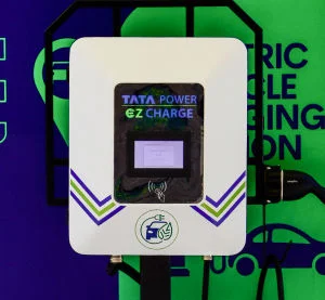 Electric vehicle charging at Tata Power EZ CHARGE station