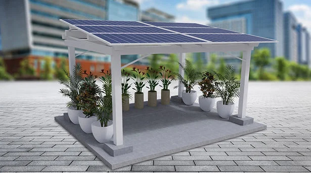 Palm Grove solar designer space with artificial turf
