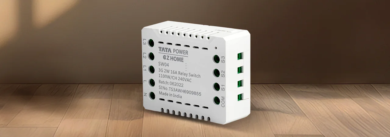 Tata Power EZ Home Wi-Fi Smart Switch Convertor 16A 3 Channel 2-Way, Retrofittable Side View