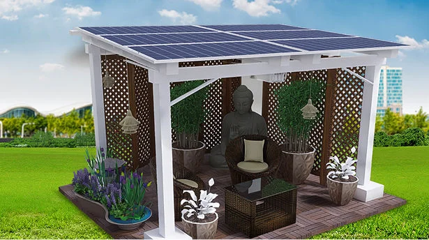 Zen Garden solar space with Buddha statue and plants