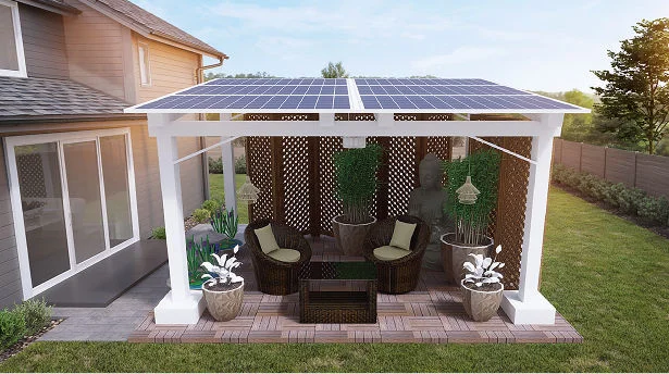 Zen Garden rooftop solar retreat with bamboo screens