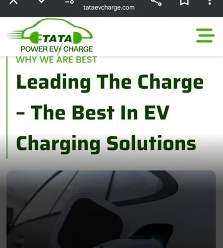 Fake Tata Power EV Charge website mimics Tata Power’s look and style, falsely claiming to be a leader in EV charging solutions.