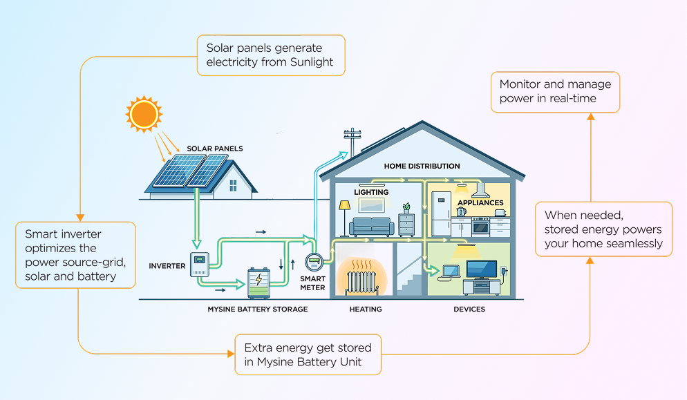 Tata Power Mysine solar battery storage working flow