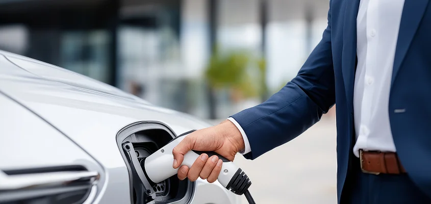 EV charging station at office for sustainability