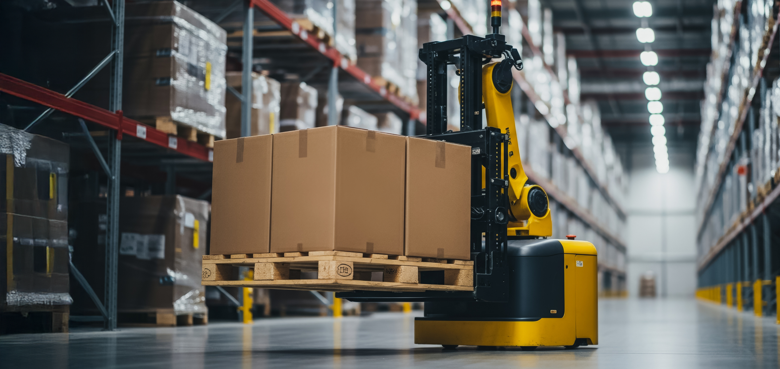 Automated guided vehicle transporting pallets