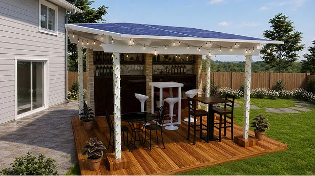 Outdoor Party Space solar designer setting with plants