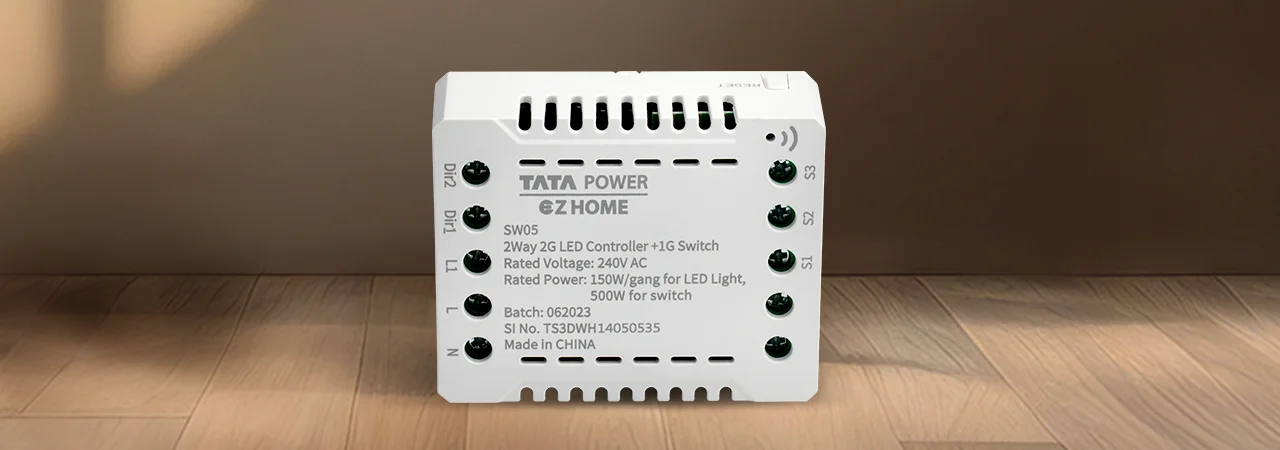 Tata Power EZ Home Wi-Fi Smart 2 Channel 2 Way LED Light Dimmer Convertor, Retrofittable