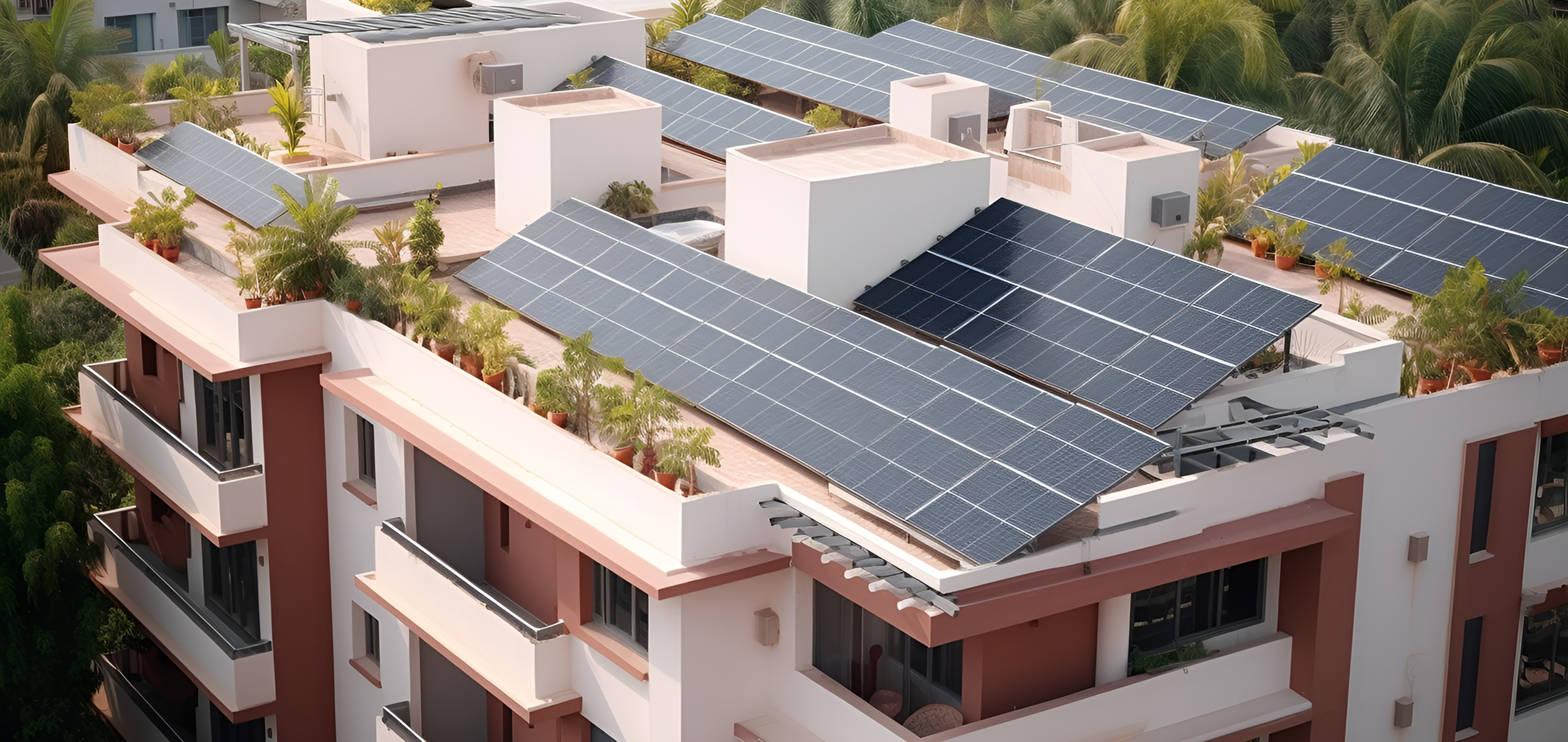  Rooftop solar panels on a residential building
