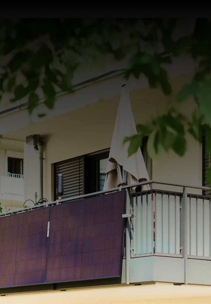 Solar panels installed on apartment balcony