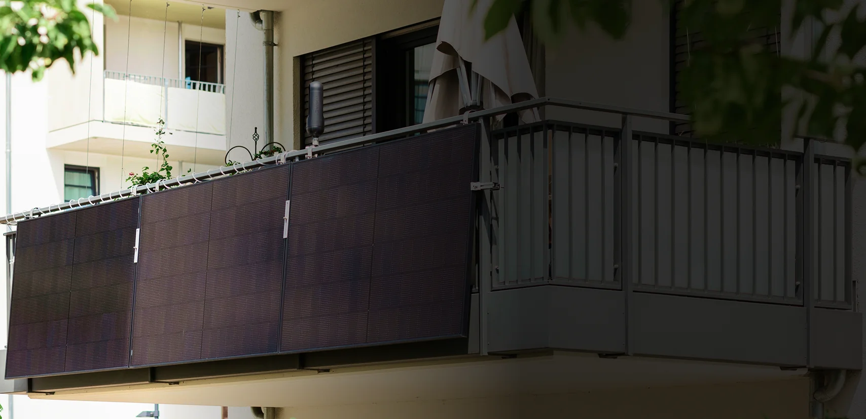 Solar panels installed on apartment balcony