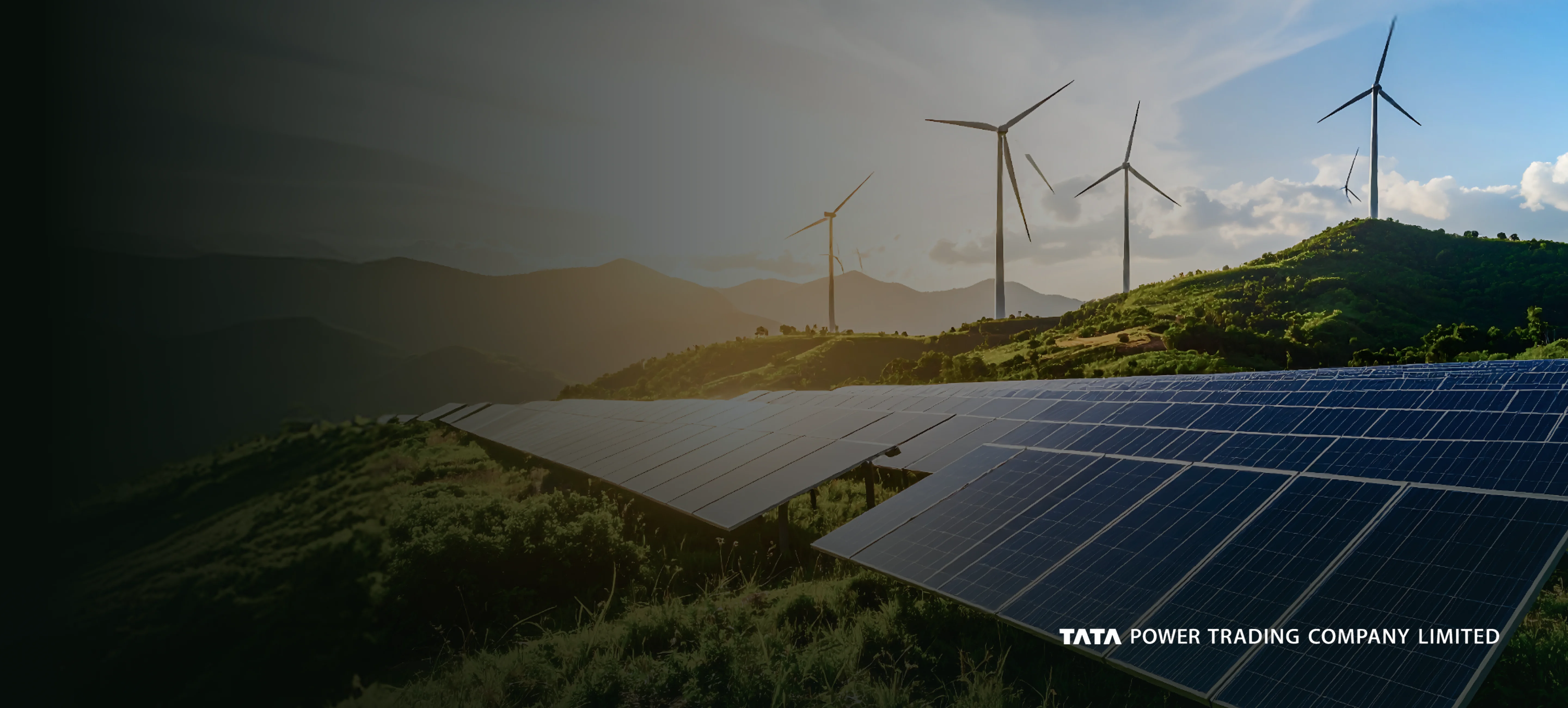 Renewable energy sources including solar panels and wind turbines