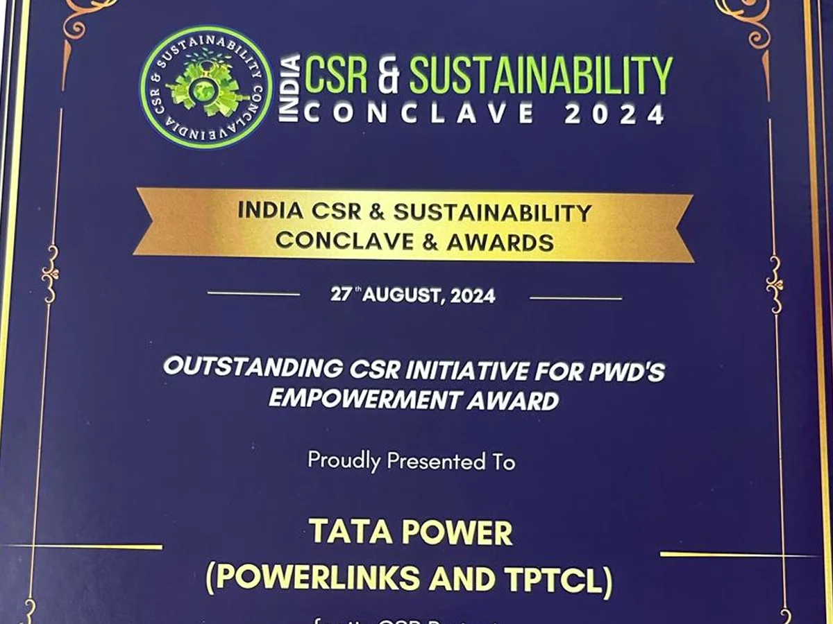 Tata Power receives Outstanding CSR Initiative for PwDs Empowerment Award