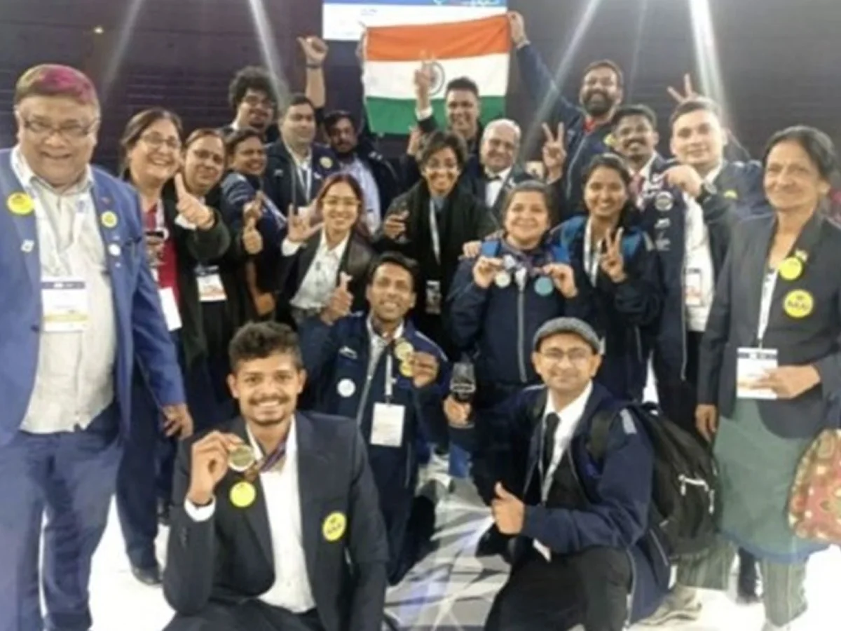 Indian contingent member Md. Kashif Khan winning silver at Abilympics 2023, France