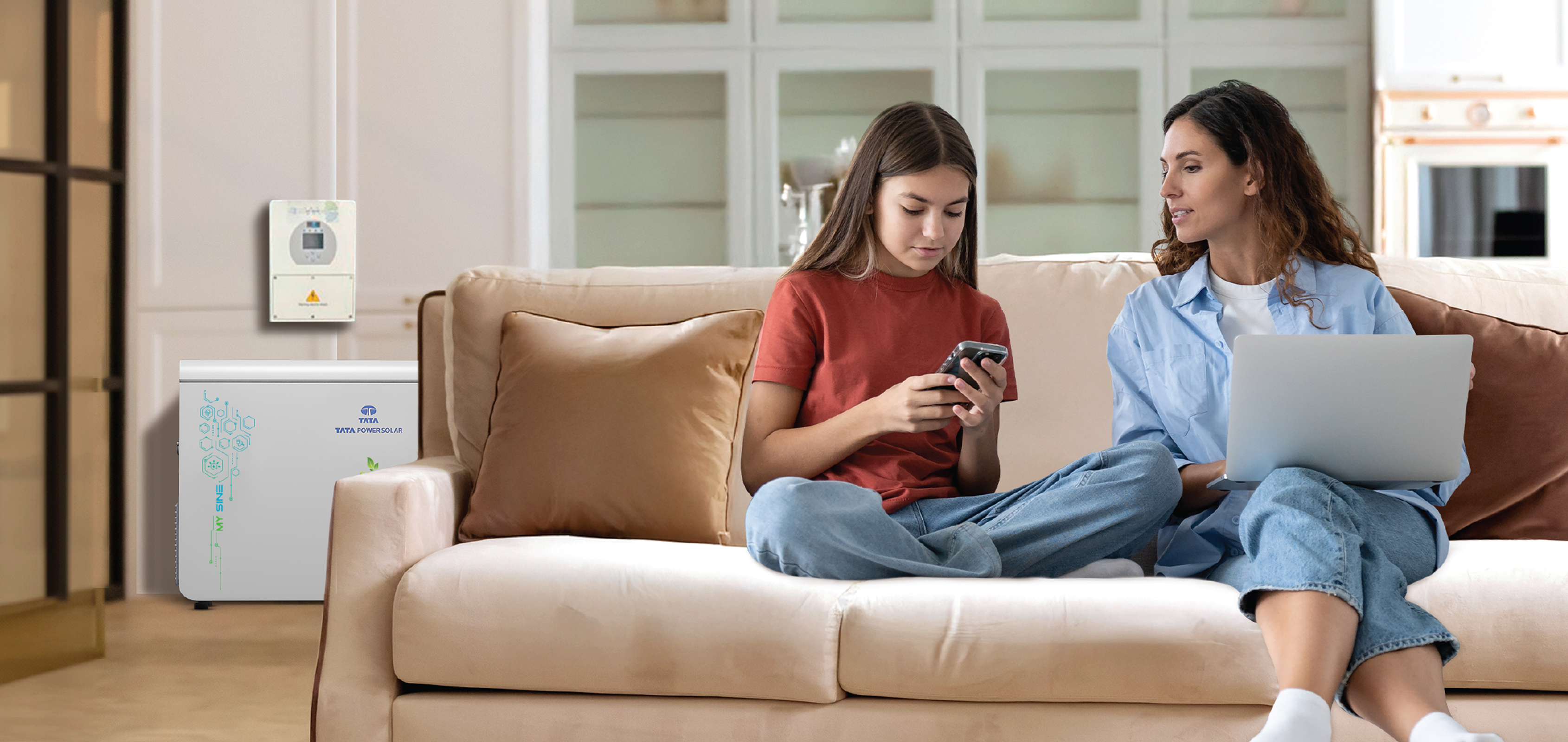 MySine power backup unit powering home appliances during outage