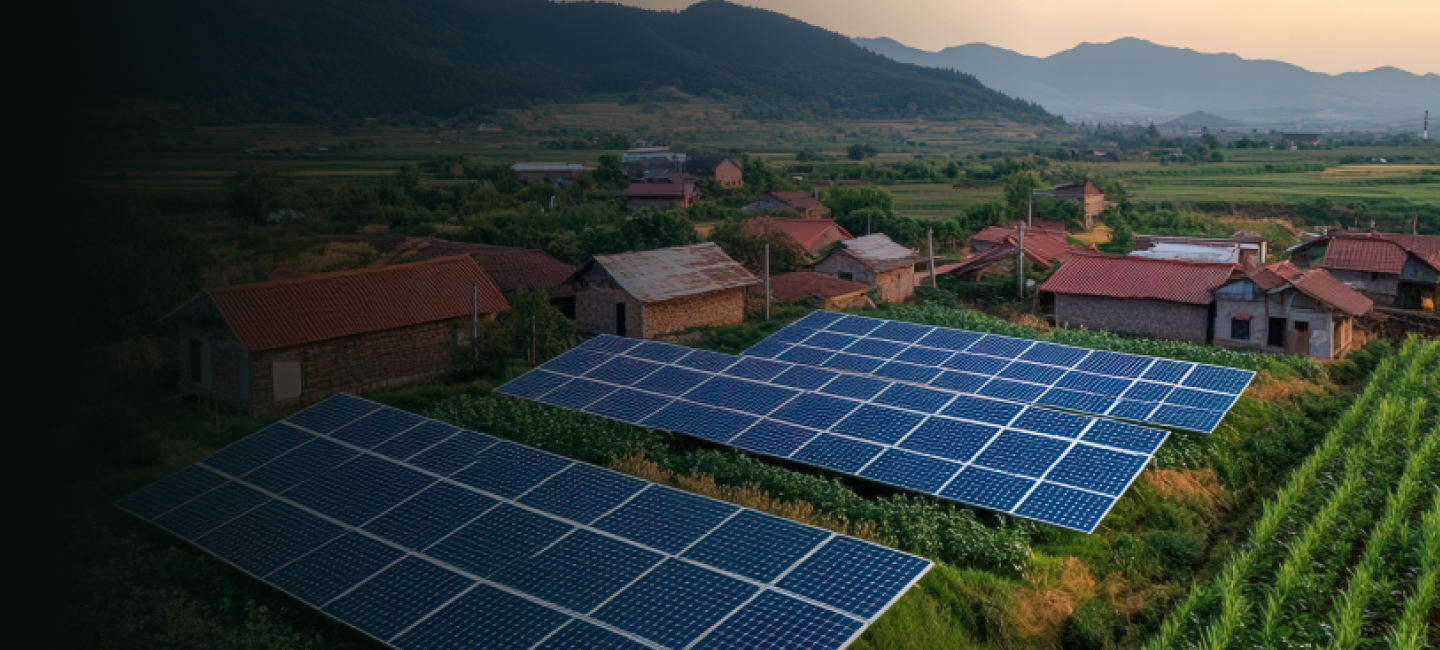 Solar power plant in open field showcasing limitless green energy generation
