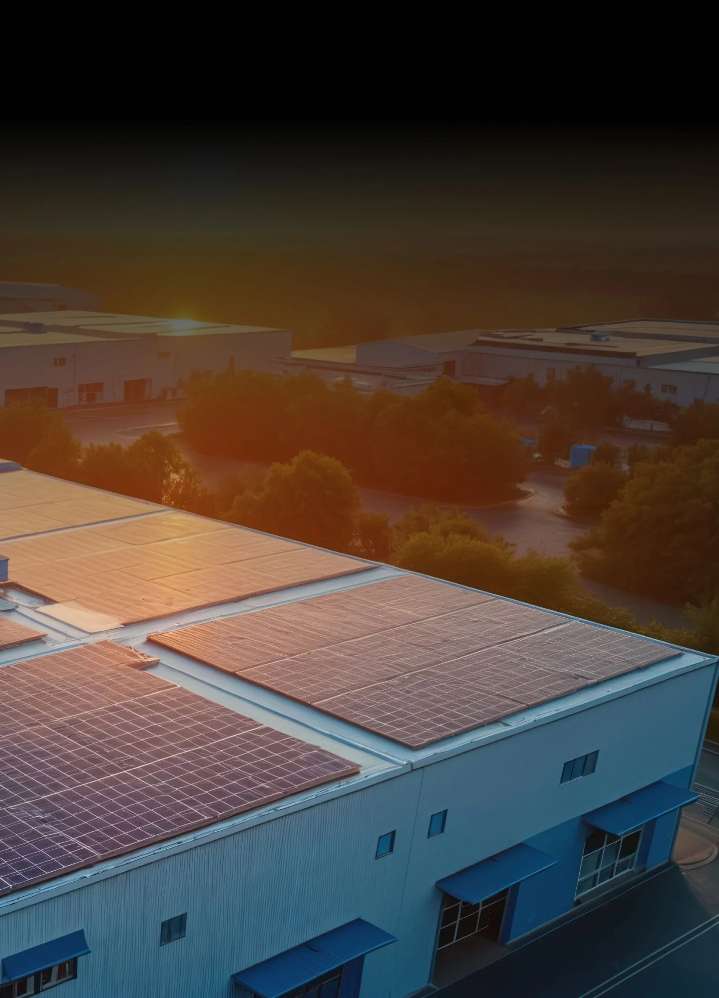 Solar panels on commercial building rooftop for Energy as a Service