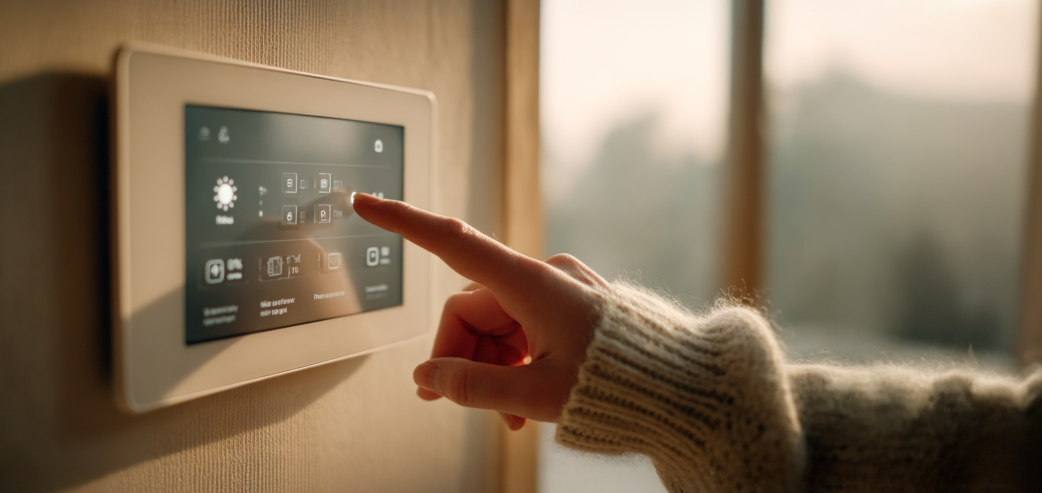 Smart home control panel installed on a wall
