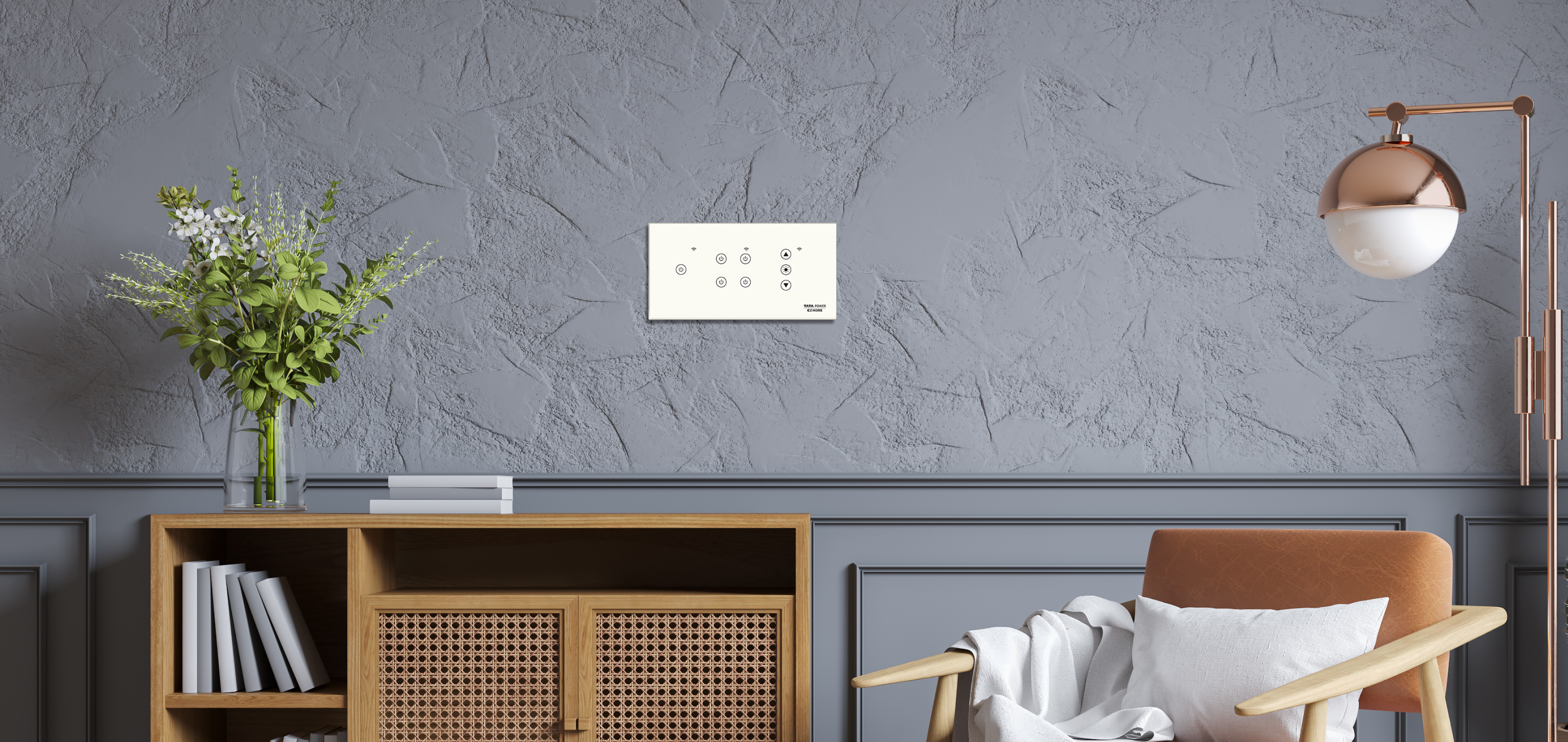 Tata Power smart home panel installed in a living room