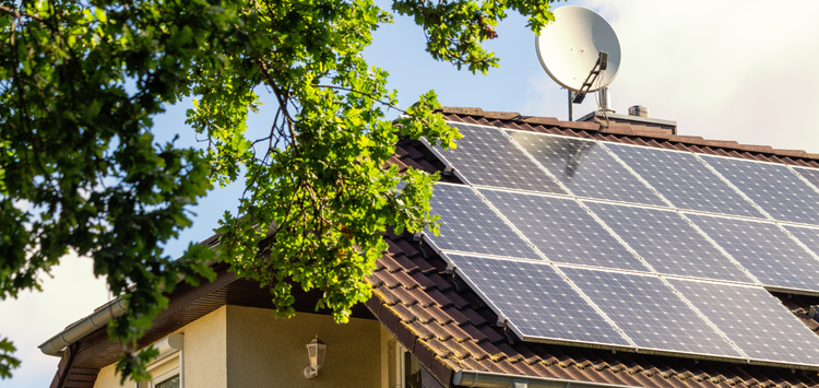 Solar panels installed on the roof